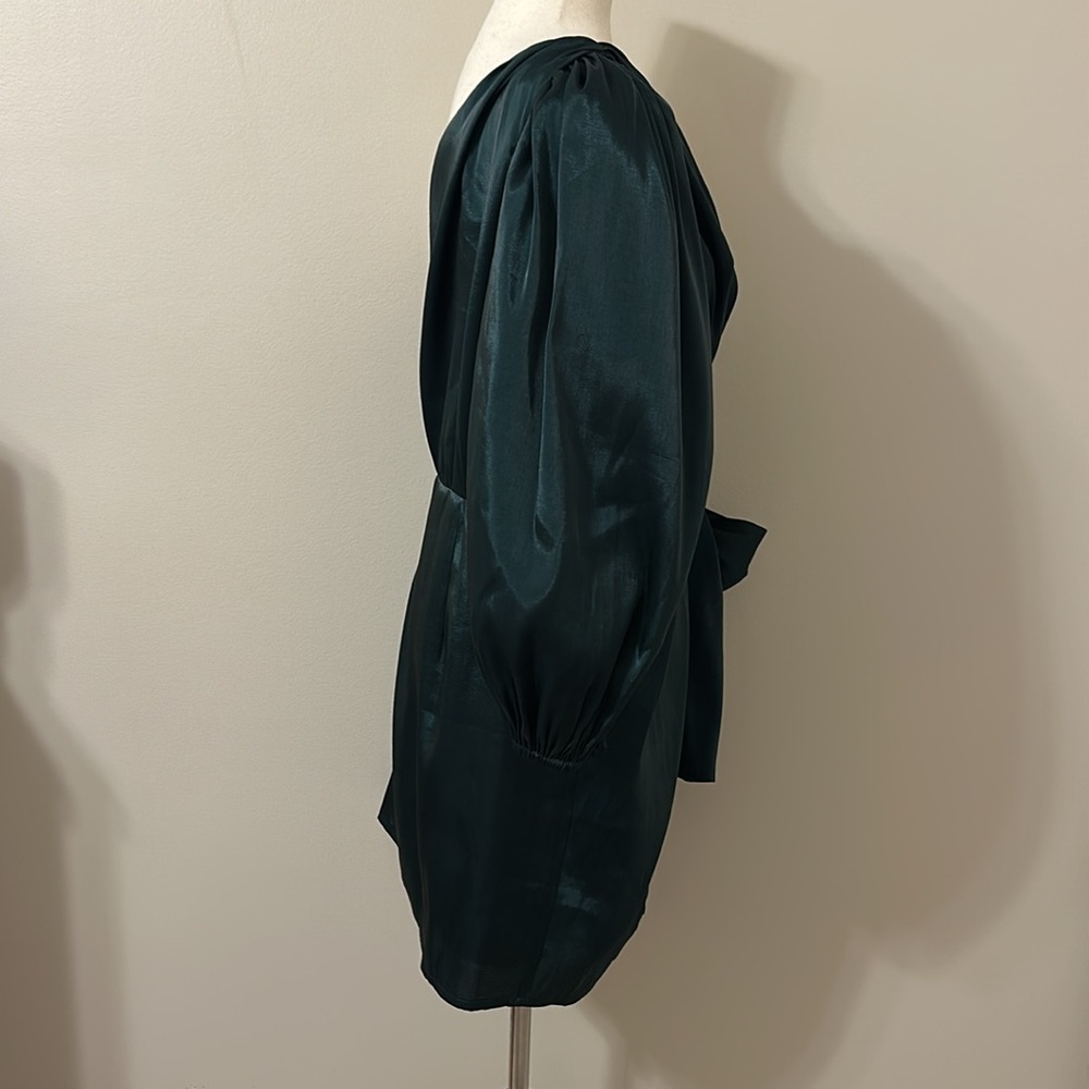 Lovers + Friends Womens Kennedy One Shoulder Mini Dress in Emerald Sz Large - Picture 7 of 13